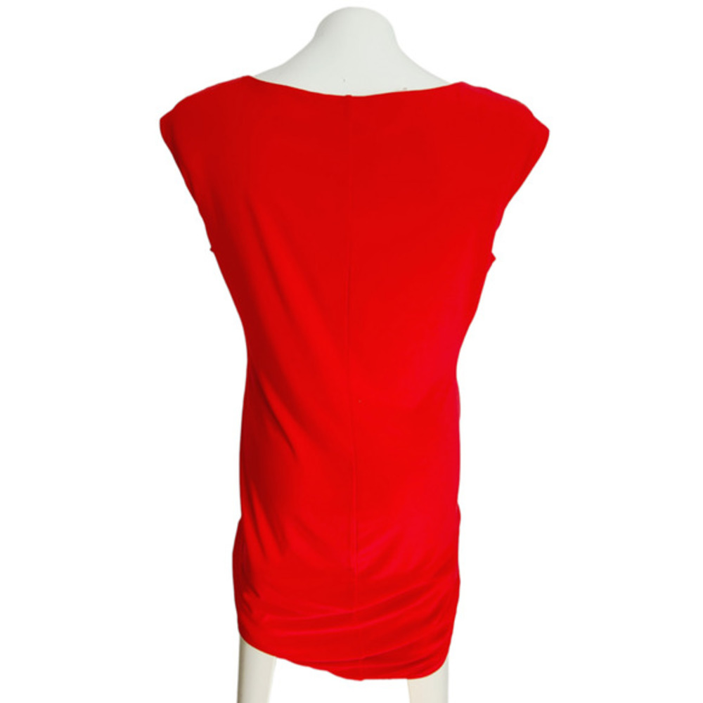 Lauren Ralph Lauren Red Cowl Neck Ruched Sheath Dress Size 14 Essentials - Picture 2 of 5
